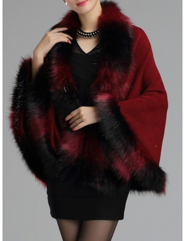 Casual Warn Bats Sleeve Women Faux Fur Coats