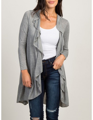 Asymmetrical Hem Solid Color Loose Cardigan