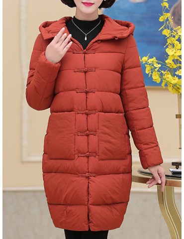 Casual Hooded Long Sleeved Down Cotton Coat