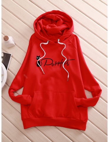 Cartoon Printed Hooded Casual Women Hoodies