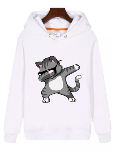 Casual Cat Printed O-neck Sweatshirts for Women