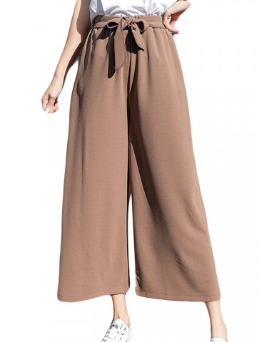 Casual Chiffon High Elastic Waist Harem Straight Pants